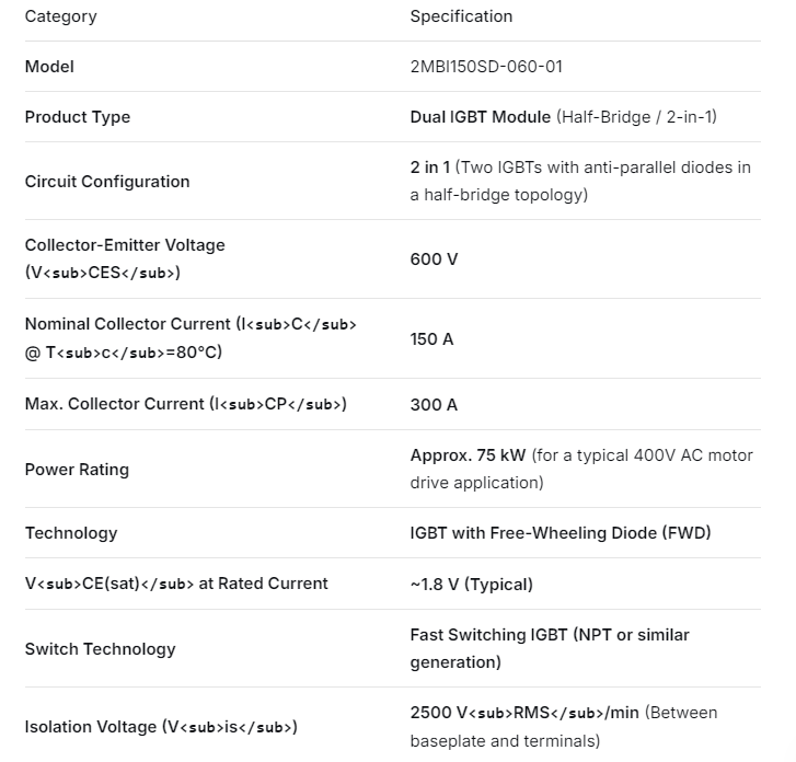 2MBI150SD-060-01 Power Module IGBT