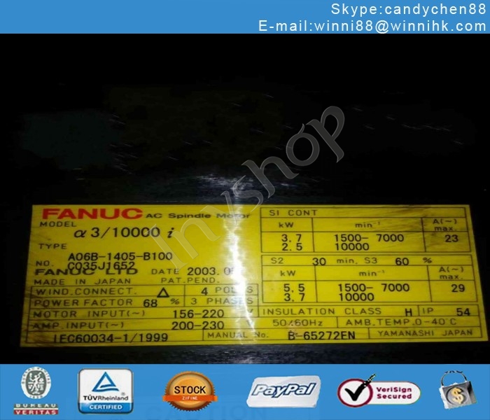 fanuc A06B-1405-B100 Spindle motor test OK