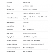 7.0 inch TFT LCD Screen LD070WS2-SL06