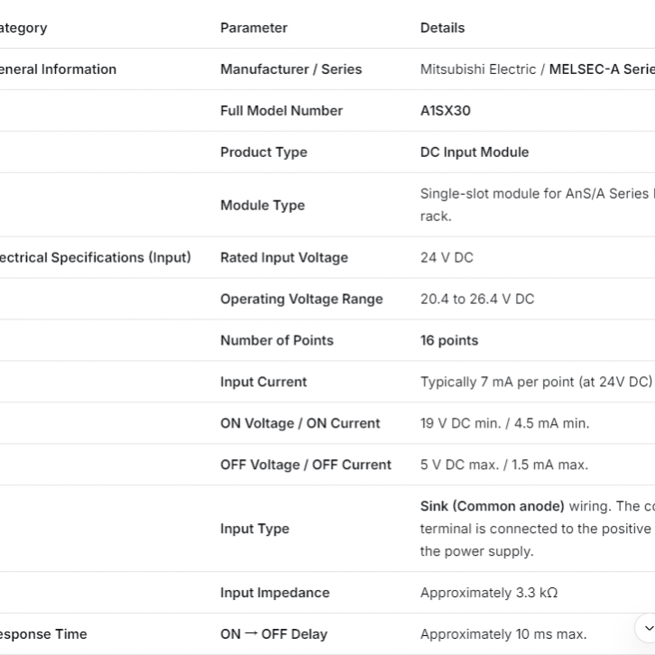 Mitsubishi A Series PLC A1SX30 input Module