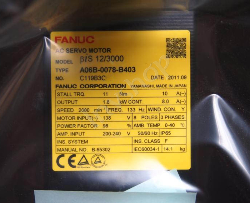 FanucÂ BIS12/3000 A06B-0078-B403 GE Servo Motor