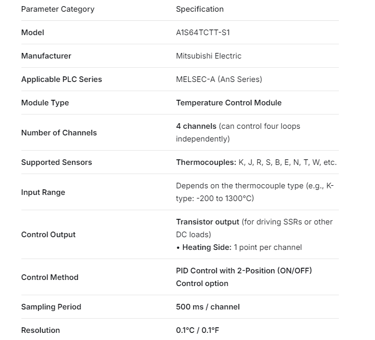 Mitsubishi PLC A Series Temperature Control Module A1S64TCTT-S1