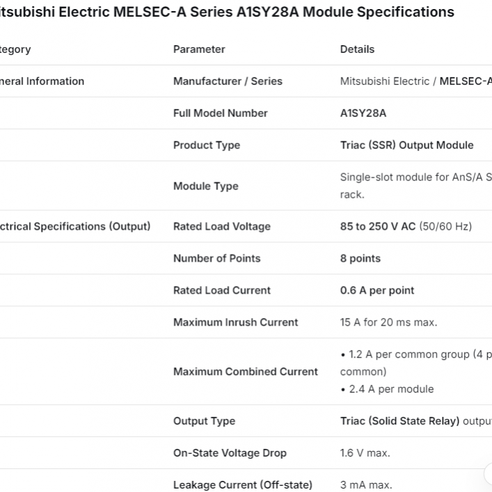 Mitsubishi PLC A Serie A1SY28A Ausgangsmodul