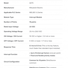 Mitsubishi Q Series SPS QX70 Eingangsmodul