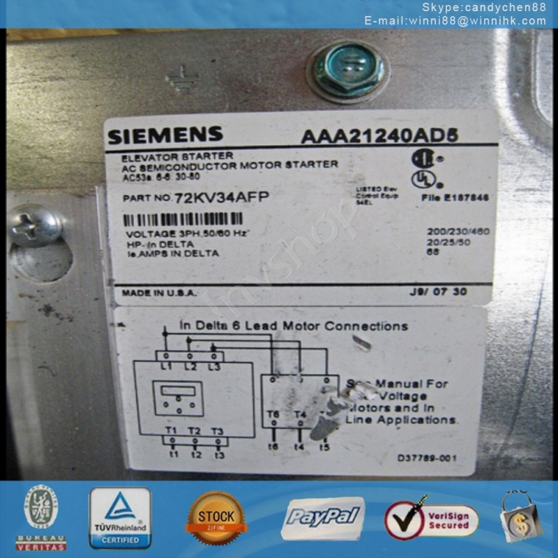 soft 72KV34AFP Used starter for Siemens 60 days warranty