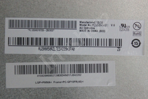 M200RW01 V6 AUO 20.0 inch 1600*900 LCD PANEL