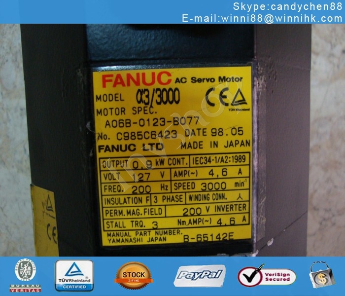 FanucÂ ServoÂ MotorÂ A06B-0123-B077