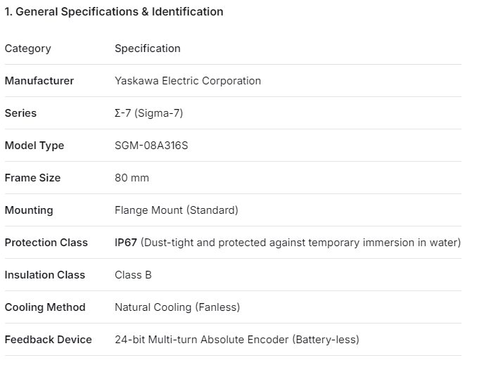 SGM-08A316S Yaskawa servo motor