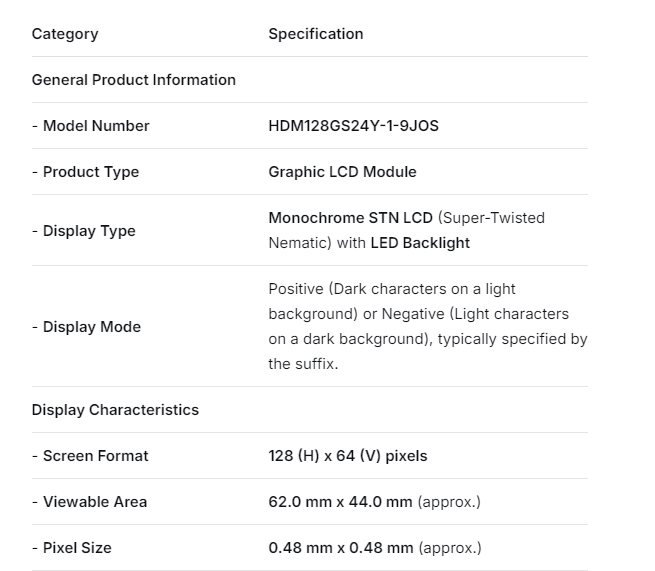 NEW LCD PANEL SCREEN 5.4INCH HDM128GS24Y-1-9JOS