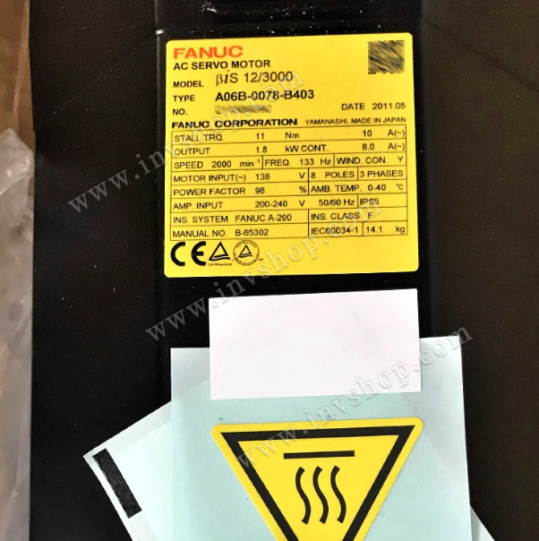 FanucÂ BIS12/3000 A06B-0078-B403 GE Servo Motor