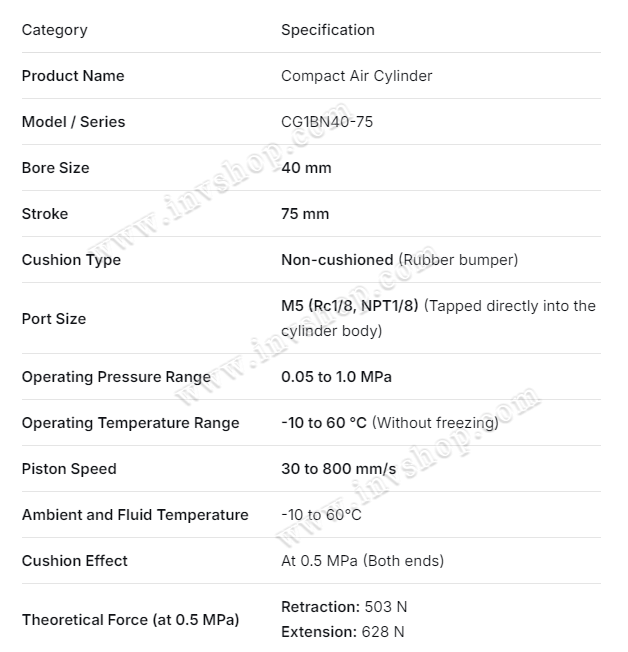 1PC SMC CG1BN40-75 USED cylinder