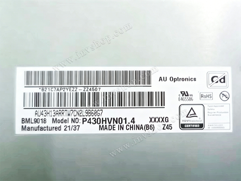 P430HVN01.4 AUO 43 Zoll 1920 * 1080 LCD-Anzeige hochschützend